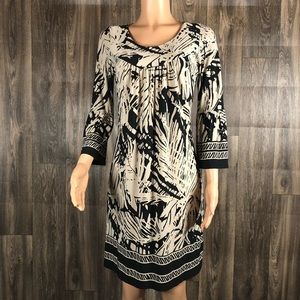 ENFOCUS STUDIO Tunic Dress Black Beige 3/4 Bell Sleeve